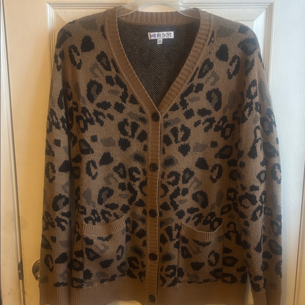 MERISYE Leopard Print Cardigan - Brown and Black
